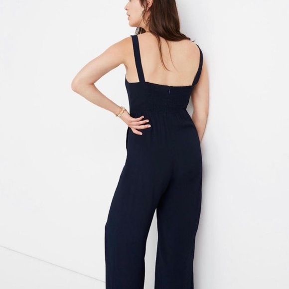 Madewell Navy Blue Wide Leg Button Down Jumpsuit Size 10 - Picture 4 of 10